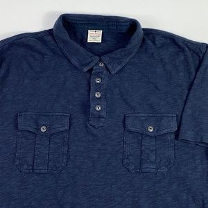 (Sold)Lucky Brand Handcrafted Short Sleeve Pockets Cotton Polo Shirt Mens